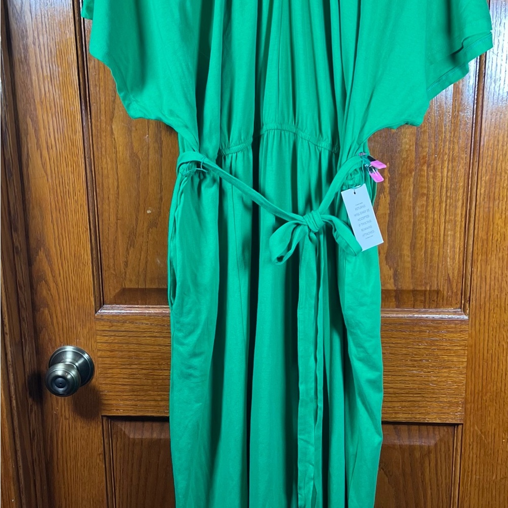 Eloquii 20 Kelly Green Pullover Maxi Dress Flutter Sleeve - Picture 3 of 6